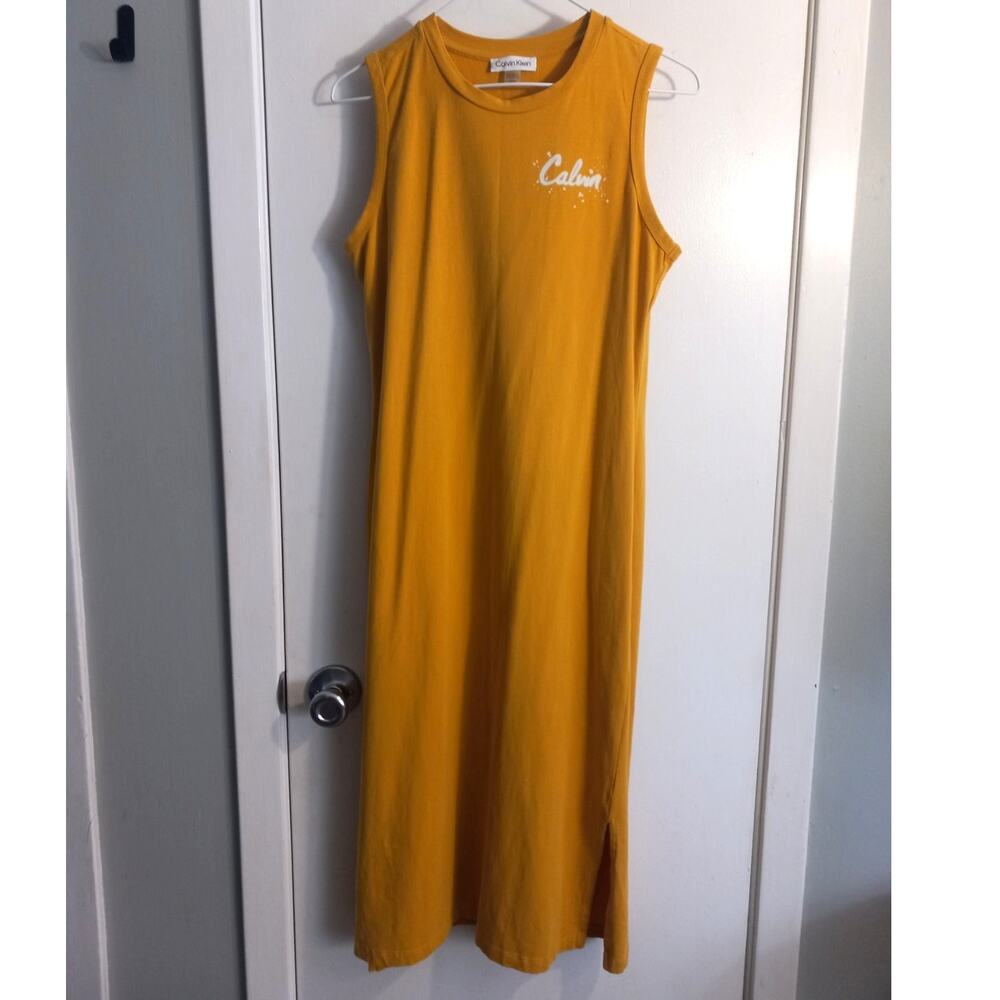 Calvin Klein Marigold Yellow Maxi Tank Dress S Sleeveless Resort Beach Casual